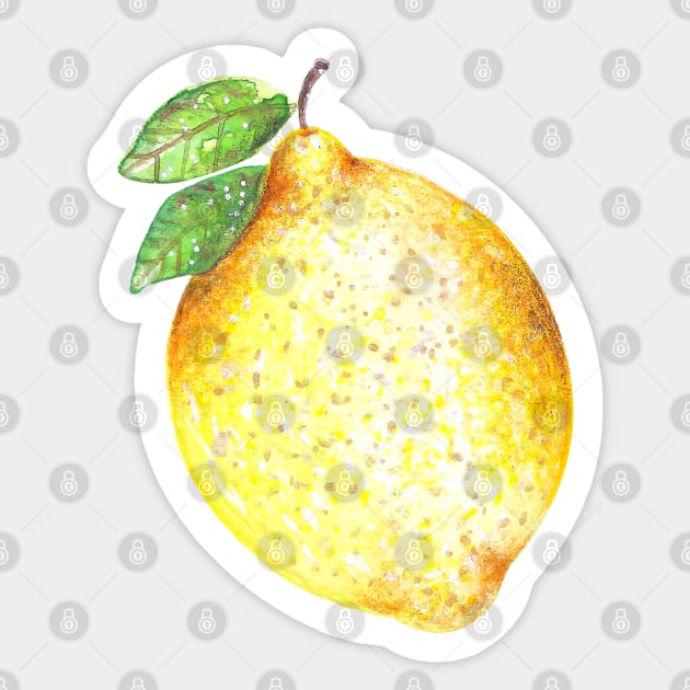 Watercolor Lemon Pattern on White Sticker by Neginmf